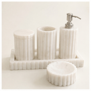 Modern Style White Marble Bathroom Accessories Set Soap Dispenser <b>Toothbrush</b> <b>Holder</b> for Hotel and Home Decor Best Price - Product Image 6