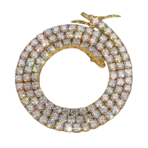 Collar de cadena de tenis con incrustaciones completas de moissanita, estilo cubano, de plata 925, unisex, con colgantes y dijes de joyería fina - Product Image 1