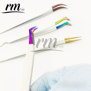 Pinzas para Extensión de Pestañas RMI de Alta Calidad con Logotipo Personalizado, Punta Anti-Magnética Dentada, Acero Inoxidable, 12cm/14cm - Product Image 4