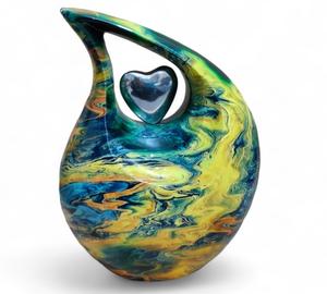 Urnas de Cremación para Adultos con Forma de Lágrima y Corazón, Acabado Colorido Antiguo, para Cenizas Funerarias, Metal, Latón/Aluminio - Product Image 2