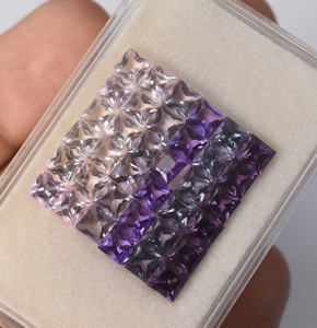 Safires multicolor de laboratorio, Alexandrita, Amatista, Kunzita en cuadrados, corte princesa de 4 mm, mezcla de tonos, corindón de laboratorio para joyería. - Product Image 2
