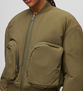 Chaqueta Bomber para Mujer, Personalizada, con Cierre Frontal, Estilo Casual, Puños de Punto Acanalado, Fabricante OEM ODM, Proveedor Mayorista de Marca Privada - Product Image 2