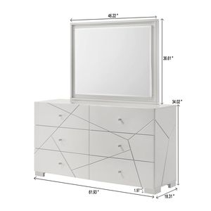 Cassettiera Contemporanea a Sei Cassetti con Accenti Geometrici Audaci, Finitura Bianca Lucida Impeccabile, Mobili in Legno - Product Image 4