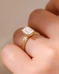 แหวนหมั้นเพชรแล็บโกรว์ทรงเรเดียนท์พร้อมวงแหวนซ่อน |   ทองคำแท้ 14K หรือ เงินสเตอร์ลิง - Product Image 2