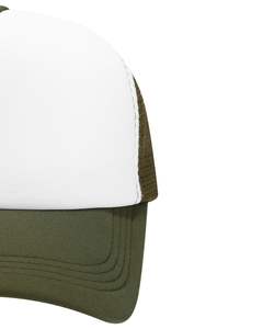 Gorra trucker personalizada verde oliva y blanca con malla trasera, cierre ajustable, transpirable, frente de espuma de poliéster, logotipo personalizado, gorra de béisbol. - Product Image 3