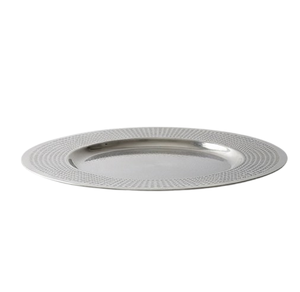 Assiette de présentation ronde en argent gravée, idéale pour les mariages, les réceptions et la restauration, ustensile de service alimentaire métallique - Product Image 6