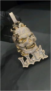 Collar de Hip Hop con Colgante de Calavera Chapado en Oro, Colgante de Calavera con Moissanita, Colgante de Calavera con Diamantes Iced Out para Hombre - Product Image 3