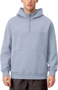 เสื้อฮู้ดซิป ¼ ตัว ผู้ชาย ไซส์ใหญ่ 400 แกรม ผ้าฝ้ายผสมโพลีเอสเตอร์เนื้อหนานุ่ม ระบายอากาศได้ดี สั่งผลิตจำนวนมาก พร้อมปักโลโก้ สำหรับใส่ในฤดูหนาว - Product Image 3