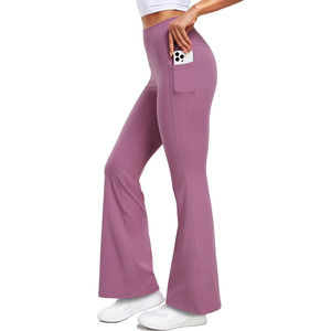 Leggings de sport évasés pour femme, taille élastique, pour entraînement, yoga et fitness, vente en gros - Product Image 2