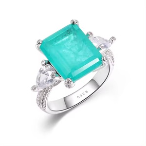 Anillo clásico de lujo de plata 925 con gema verde de circón rodio y chapado en oro rosa para Aniversario de fiesta de compromiso - Product Image 1