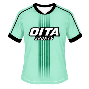 Ensemble de rugby vert menthe et noir, maillot à manches courtes col rond avec short assorti, respirant, pour entraînement d'équipe et performance sportive - Product Image 3