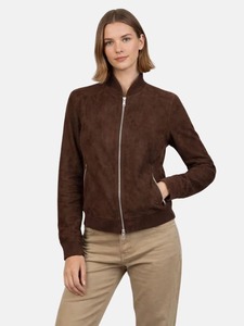 Brown <b>Suede</b> Bomber <b>Jacket</b> Zipper Closure Turn-down Collar Casual Slim Fit Autumn Wear Casual shacket with pockets Winter <b>leather</b> - Product Image 2