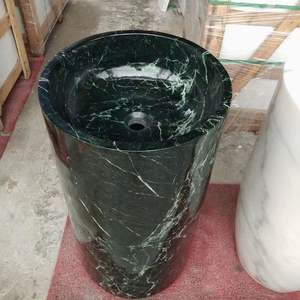 Lavabo de Mármol Verde Esmeralda de Lujo con Marco de Latón para Baño Moderno - Product Image 3