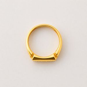 Solid 18K Gold <b>Mens</b> Diamond Rectangular Signet <b>Ring</b> Micro Pave Cluster Geometric High Polish Bold Wedding Party Daily Wear Gift - Product Image 4