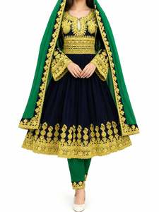 Gaun Tradisional Afghanistan Buatan Tangan Wanita Berkualitas Tinggi Terbaik, Kain Beludru Alami Berenda - Ramah Lingkungan untuk Pemakaian Sehari-hari - Product Image 5