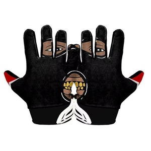 ถุงมืออเมริกันฟุตบอลแบบมีสายรัดข้อมือปรับได้ ป้องกันการลื่น ยืดหยุ่นได้ ออกแบบโลโก้ทีมได้ตามต้องการ  แบบเต็มนิ้ว  ยึดเกาะได้ดี - Product Image 2