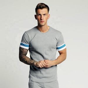 T-shirt et Shorts pour hommes, ensemble double taille slim, Design personnalisé, avec nervures, été 2022 - Product Image 3