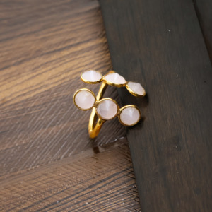 Minimalist Rose <b>Quartz</b> Cluster <b>Ring</b> | 18k Gold Plated Gemstone Jewelry - Gift for her - Product Image 2