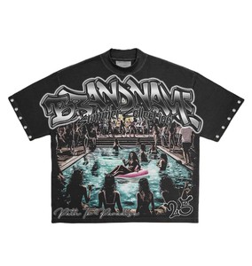 Ensemble court personnalisé pour homme avec impression sérigraphique, coupe ample vintage, style boxy, en coton délavé soleil, idéal pour l'été - Product Image 2