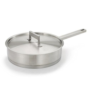 Classic Stainless Steel Fry <b>Pan</b> <b>with</b> <b>Lid</b> Tri-Ply Induction Compatible Heavy Bottom Deep Frying <b>Pan</b> for Professional Kitchens - Product Image 1