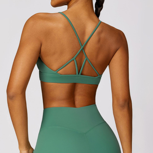 Sujetador deportivo de yoga transpirable de alta sujeción con cuello en V profundo y espalda cruzada, resistente a las arrugas, para mujer, de Micah Corporation. - Product Image 6