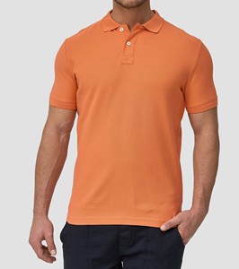 Men's <b>Orange</b> Short Sleeve for Shirt 100% Cotton Pique Knitted Casual Solid Color Quick Dry Breathable Regular Fit - Product Image 5