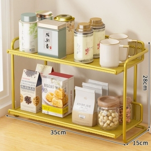 Kitchen Countertop Storage Rack 2 Tier <b>Adjustable</b> Rolling Organizer <b>Shelf</b> for Cookware Tea Supplies Dry Goods - Product Image 1