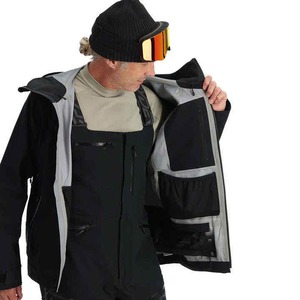 Veste de ski noire imperméable personnalisée pour homme avec technologie coupe-vent, respirante, chaude, à capuche zippée, pour l'hiver et le snowboard - Product Image 2