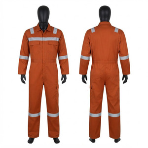Overol de Trabajo de Poliéster Twill Premium, 240 GSM, Cinta Reflectante Naranja, Bolsillos Tipo Cargo, Logotipo Personalizado, Uniforme Industrial Impermeable - Product Image 1