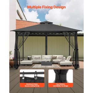 Rete di Ricambio per Gazebo 10 x 13 x 6,8 FT, Rete a 4 Pannelli Laterali per Giardino Esterno, Compatibile con la Maggior Parte dei Gazebo da Patio - Product Image 3