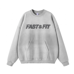 Nouveau style streetwear d'hiver, design personnalisé, unisexe, uni, imprimé numériquement, 100% coton molletonné, sweat-shirt à manches longues - Product Image 4