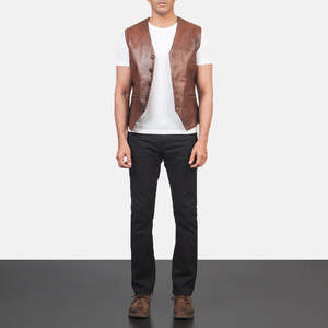 Chaleco de Cuero de Cordero para Hombre, Estilo Motero, Suave, Ligero, Sin Mangas, Informal, para Motocicleta, Moda, Venta al Por Mayor - Product Image 6