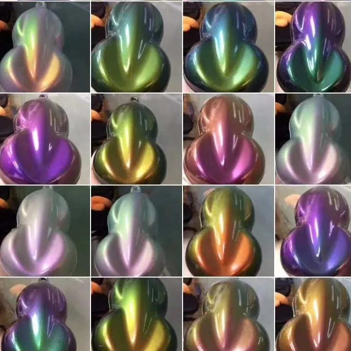 Pigmento efecto Aurora pigmento camaleón pasta de polvo de plata holográfica para pinturas Automotrices