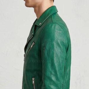 Factory Made Premium Stylish Men <b>Rhinestone</b> Winter Leather <b>Jacket</b> Motorcycle Biker Zip Front Fashion Outerwear - Product Image 5