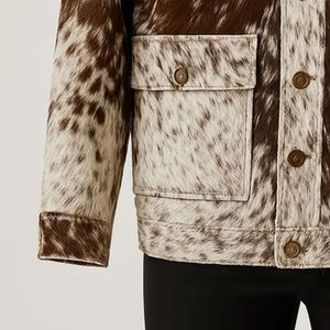 Chaqueta de Cuero Vacuno Desgastado para Hombre con Estampado Animal de Piel de Vaca Natural, Fabricante en Pakistán - Product Image 6