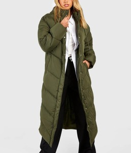 Vestes matelassées à capuche pour femmes, très vendues en hiver, fermeture éclair, 100% coton, imperméables, longues, avec broderie de logo, manteau en duvet - Product Image 5