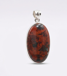 Colgante de Obsidiana Caoba en Plata de Ley 925 para Mujer, Cabujón Ovalado, Chapado en Oro Rosa y Oro Amarillo, Joyería Artesanal - Product Image 1