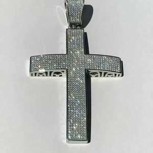 Pendentif Croix Hip Hop Iced Out en Argent Sterling 925 avec Micro-Pavé de Diamants Blancs, Collier Statement Chrétien, Bijou - Product Image 1