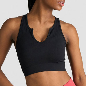 Débardeur côtelé léger 180G pour femme, col en V profond, coupe courte, couleur personnalisée, idéal pour le fitness et la gym - Product Image 5