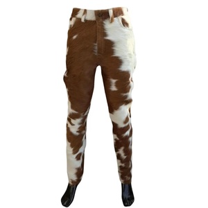 Pantalon en cuir de vachette véritable avec fourrure pour homme, style western, moto, mode, vente en gros - Product Image 4