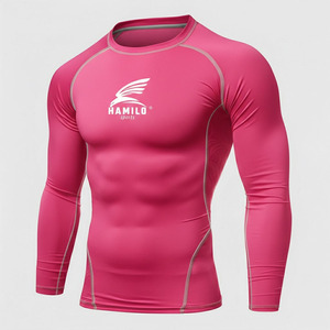 2024 High Quality Breathable <b>Compression</b> <b>Shirt</b> for Men <b>Custom</b> Logo Casual Solid Pattern Long Sleeve with O-Neck - Product Image 2