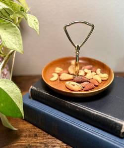 Artisan Wooden Serving Tray With Golden Handle for UAE Saudi Arabia Market Dates Nuts Sweets Ramadan Table Decoration Use - Product Image 1