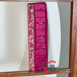 Boîte de présentation de bijoux en velours rose, nouveauté, en cuir brodé floral fait main, pour bagues et boucles d'oreilles multiples, vente chaude - Product Image 1