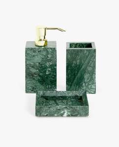 Juego de accesorios de baño de mármol elegantes con etiqueta privada, que incluye dispensador de jabón, soporte para cepillos de dientes y jabonera - Product Image 2