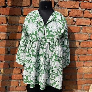 เดรสยาวสไตล์ฮิปปี้โบฮีเมียนพิมพ์ลายดอกไม้ทำจากผ้าฝ้าย - Product Image 1