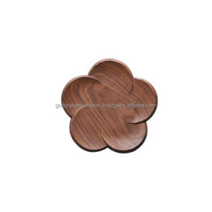 ชุดที่รองแก้วไม้วอลนัท4ชิ้นพร้อมที่วางที่รองแก้วทรงกลมทำจากไม้สำหรับเครื่องดื่มที่รองแก้วไม้วอลนัทน่ารัก - Product Image 3