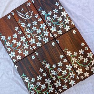 Pochette en bois fait main avec incrustations de nacre, style Art Déco vintage, sac boîte, sac à main de soirée pour mariée et bal de promo, prix de gros - Product Image 3