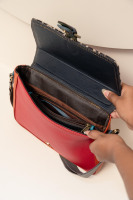 Tas kulit warna-warni dompet kulit daur ulang rambut-pada hewan cetak tas bahu wanita dompet tali bahu selempang Medium