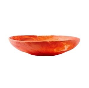 Bol et plat de service en résine polie, écologiques, faits à la main, couleur orange, compatibles lave-vaisselle, design européen, usage domestique, Uttar Pradesh - Product Image 1