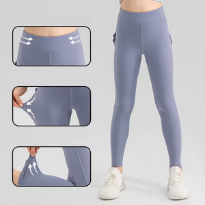 Pantalon de yoga d'été pour filles, série Respiration, en Spandex/Nylon, extensible dans les quatre sens, longueur cheville, taille élastique, séchage rapide, dentelle, style ballet - Product Image 3